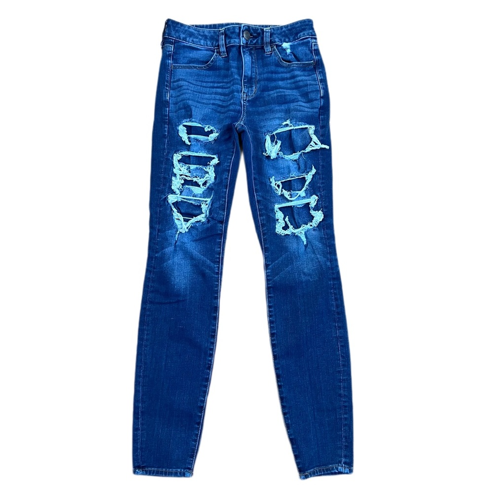 {AE American Eagle} Blue 360 Next Level Stretch 9" Rise Denim Jeans